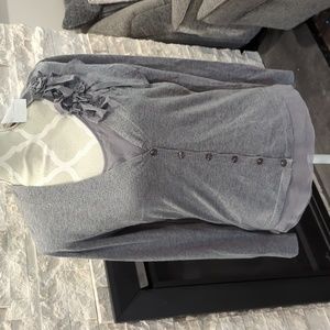 NWT Basler Grey wool & silk button up cardigan with left chest details
